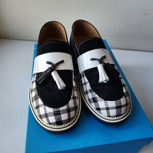 John Fluevog black & white Lindy loafers W8